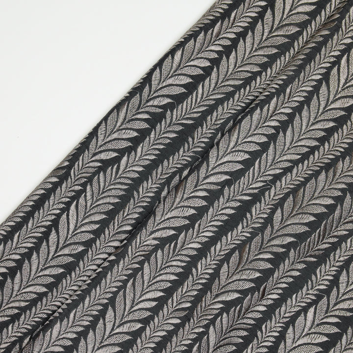 Zeena Jaal on Charcoal Dola Silk Embroidered Fabric