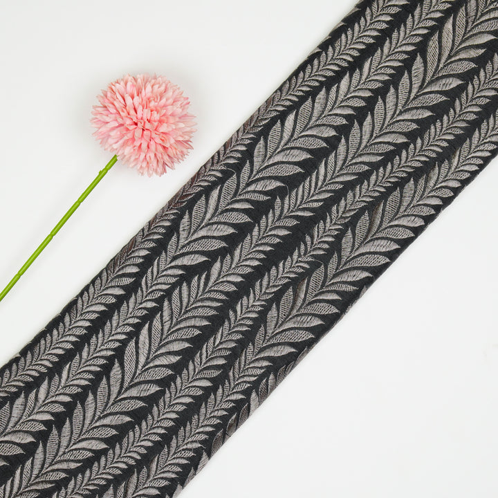 Zeena Jaal on Charcoal Dola Silk Embroidered Fabric