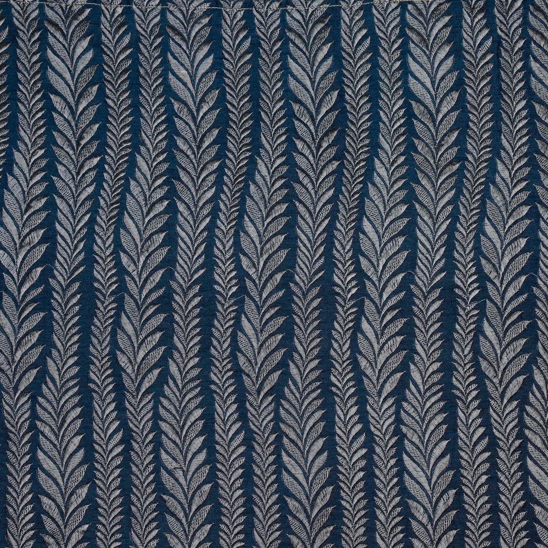 Zeena Jaal on Navy Blue Dola Silk Embroidered Fabric