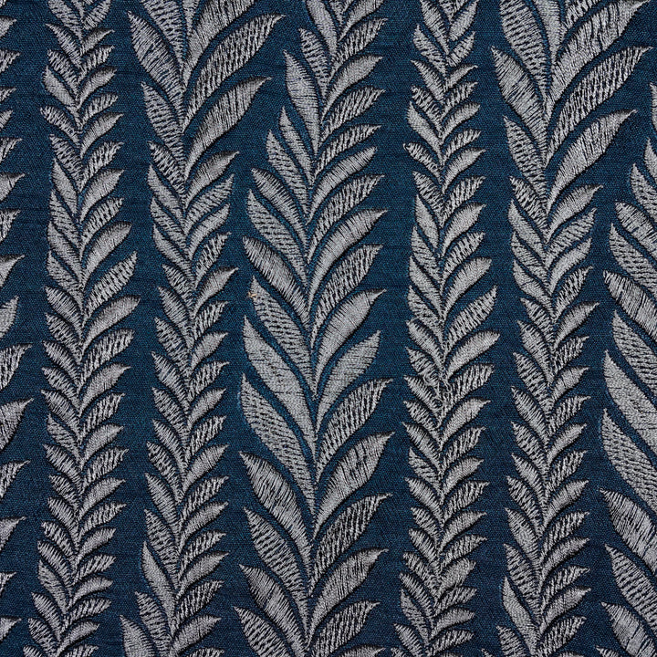 Zeena Jaal on Navy Blue Dola Silk Embroidered Fabric