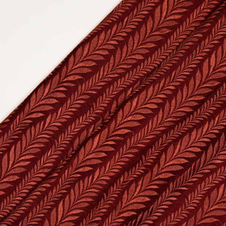 Zeena Jaal on Maroon Dola Silk Embroidered Fabric