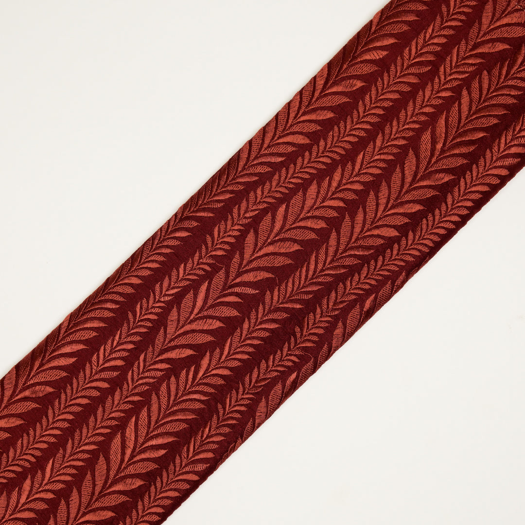 Zeena Jaal on Maroon Dola Silk Embroidered Fabric