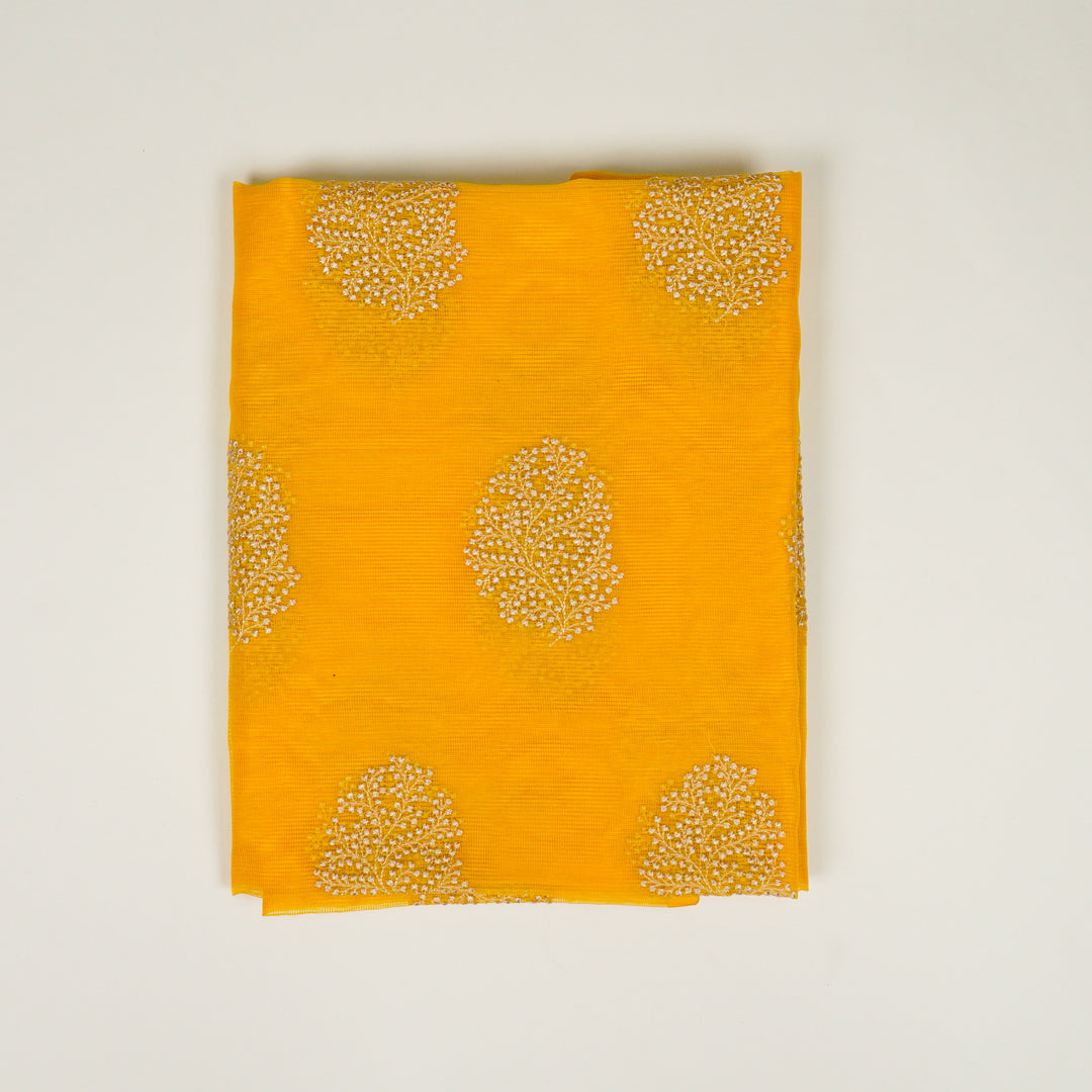 Siddhi Buta Suit fabric set on Munga Kota (Unstitched)- Gold