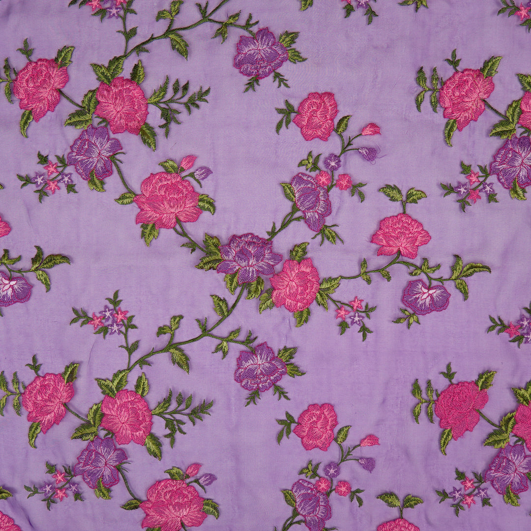 Suman Jaal on Purple Silk Organza Embroidered Fabric