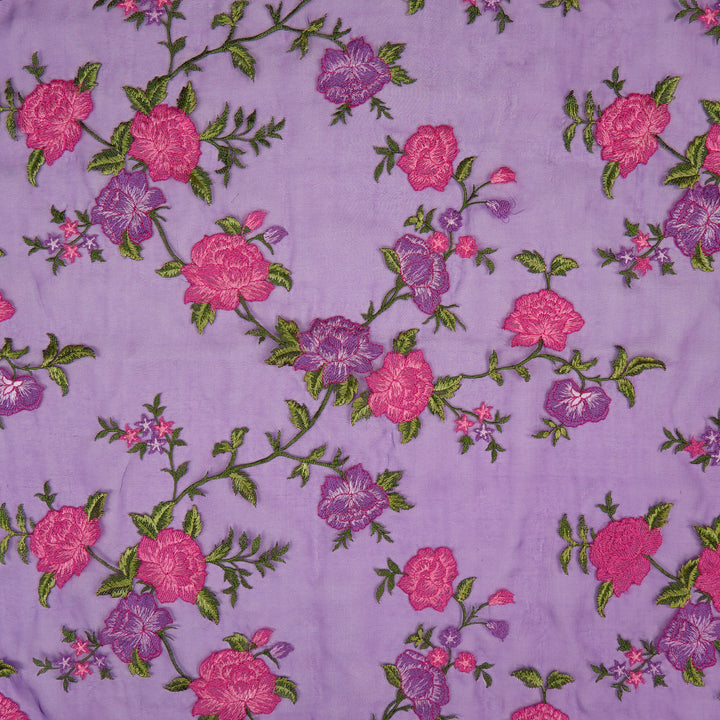 Suman Jaal on Purple Silk Organza Embroidered Fabric