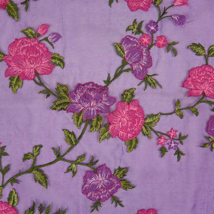 Suman Jaal on Purple Silk Organza Embroidered Fabric