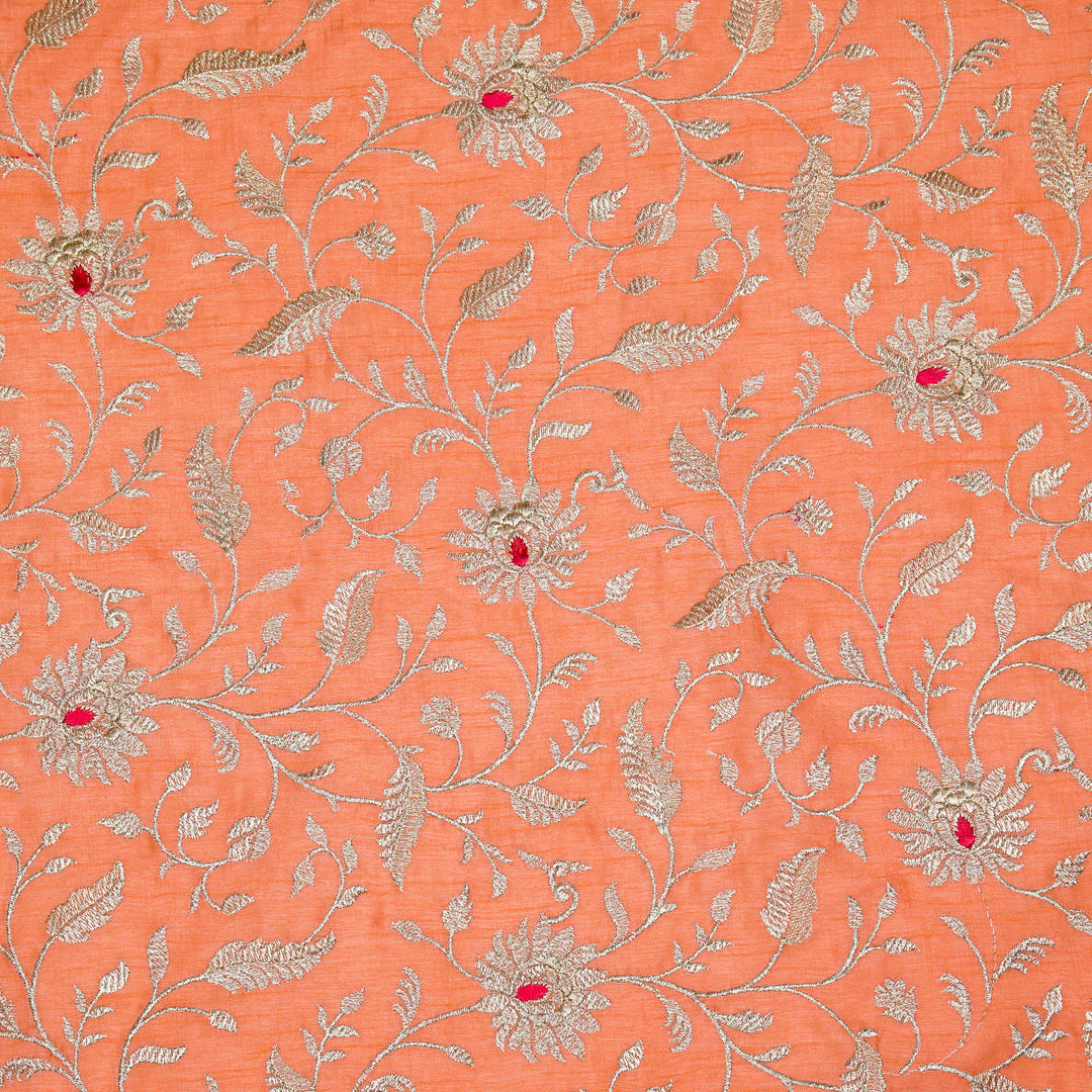 Kanira Jaal on Gajari Dola Silk Embroidered Fabric