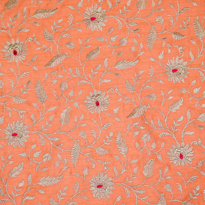 Kanira Jaal on Gajari Dola Silk Embroidered Fabric
