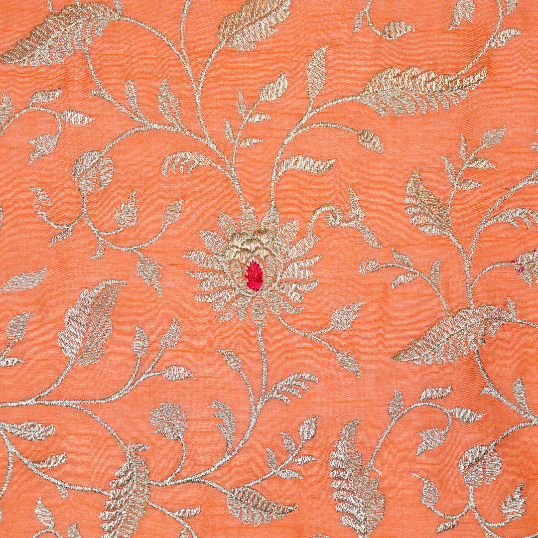 Kanira Jaal on Gajari Dola Silk Embroidered Fabric