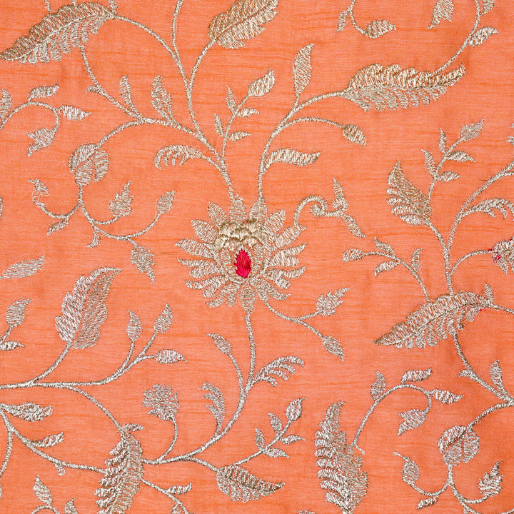 Kanira Jaal on Gajari Dola Silk Embroidered Fabric