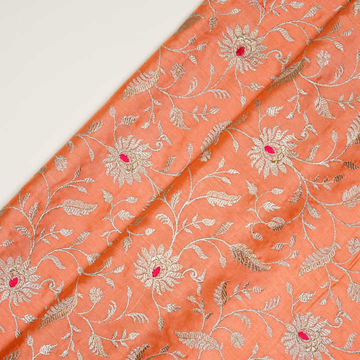 Kanira Jaal on Gajari Dola Silk Embroidered Fabric