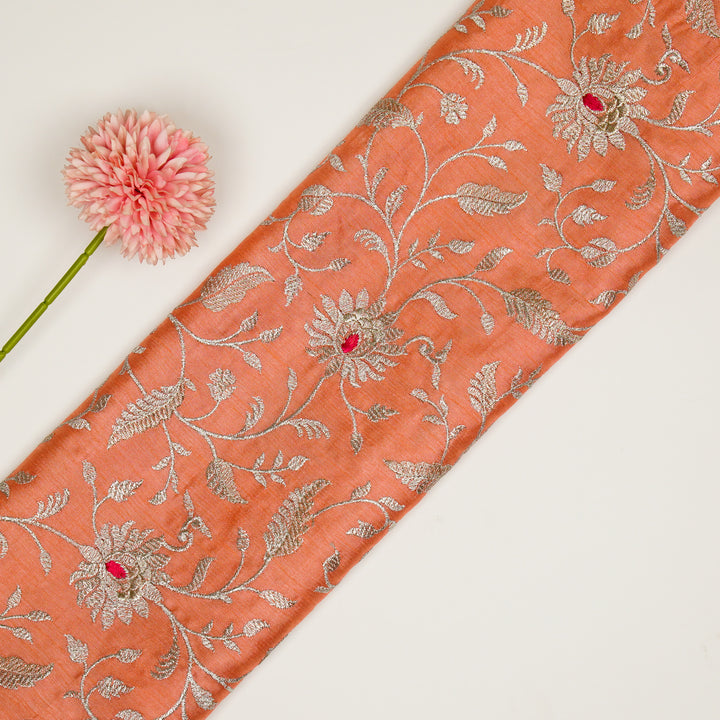 Kanira Jaal on Gajari Dola Silk Embroidered Fabric