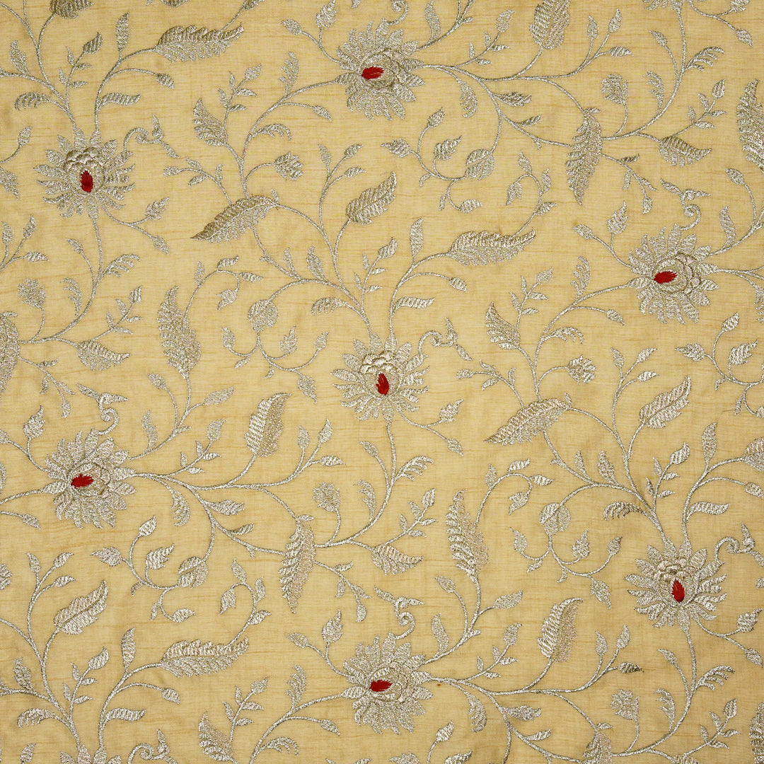 Kanira Jaal on Beige Dola Silk Embroidered Fabric