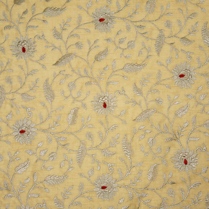 Kanira Jaal on Beige Dola Silk Embroidered Fabric