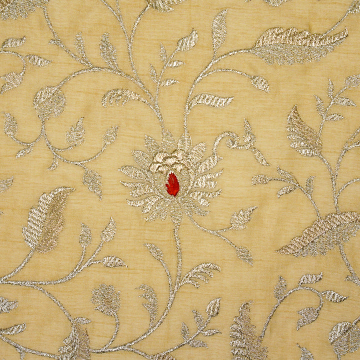 Kanira Jaal on Beige Dola Silk Embroidered Fabric