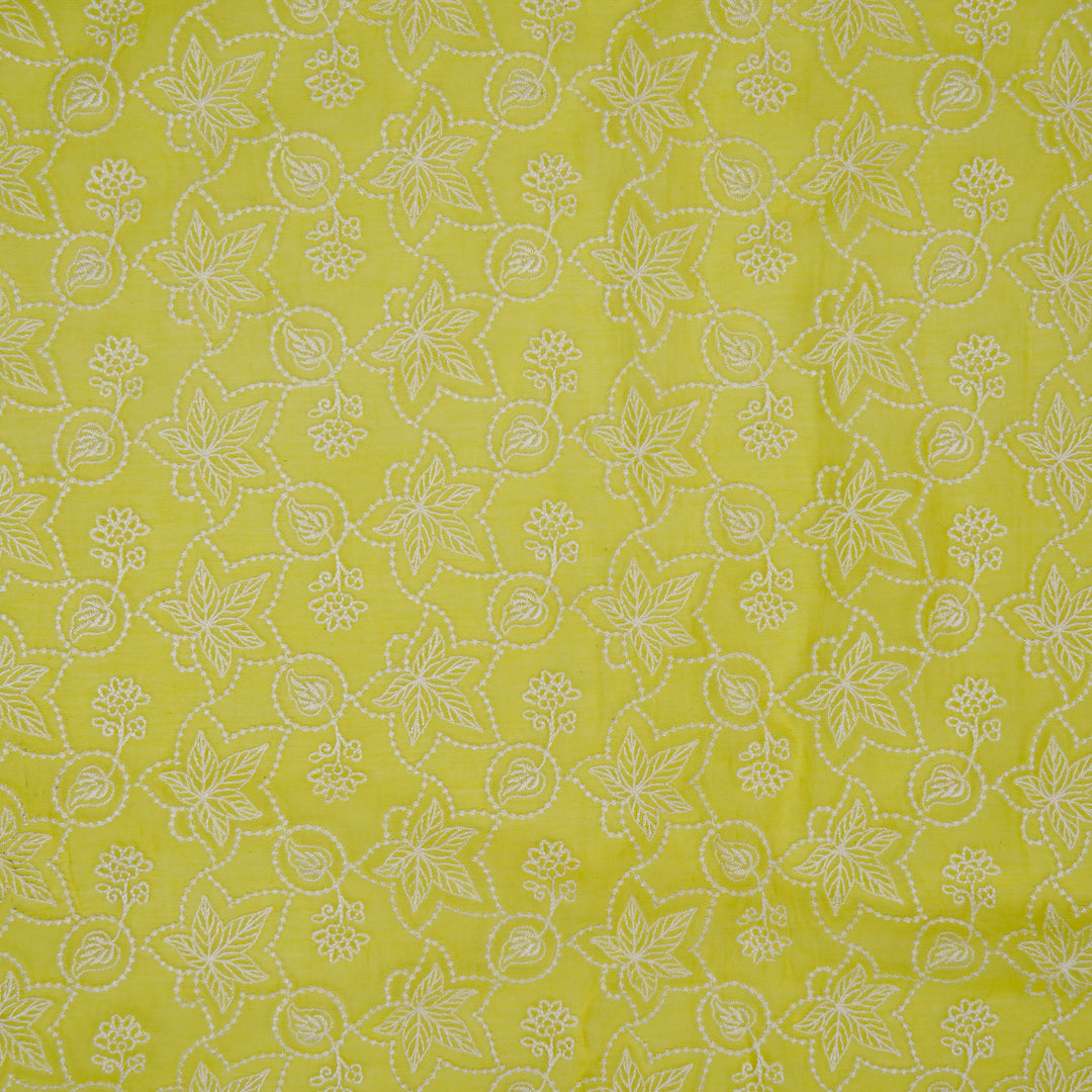 Ruchira Jaal on Lemon Cotton Silk Embroidered Fabric