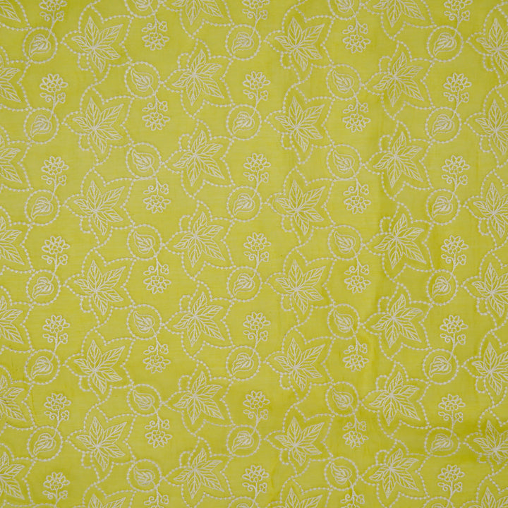 Ruchira Jaal on Lemon Cotton Silk Embroidered Fabric