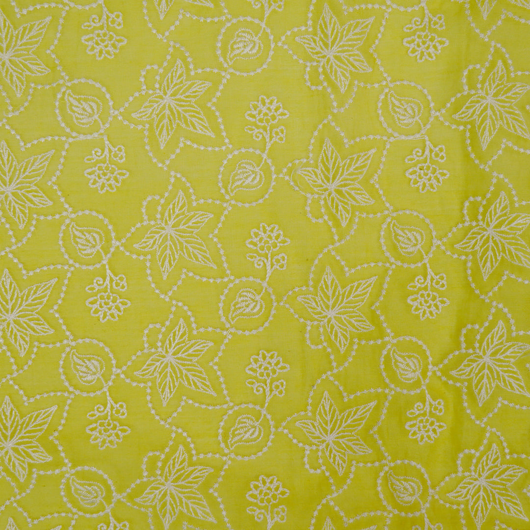 Ruchira Jaal on Lemon Cotton Silk Embroidered Fabric