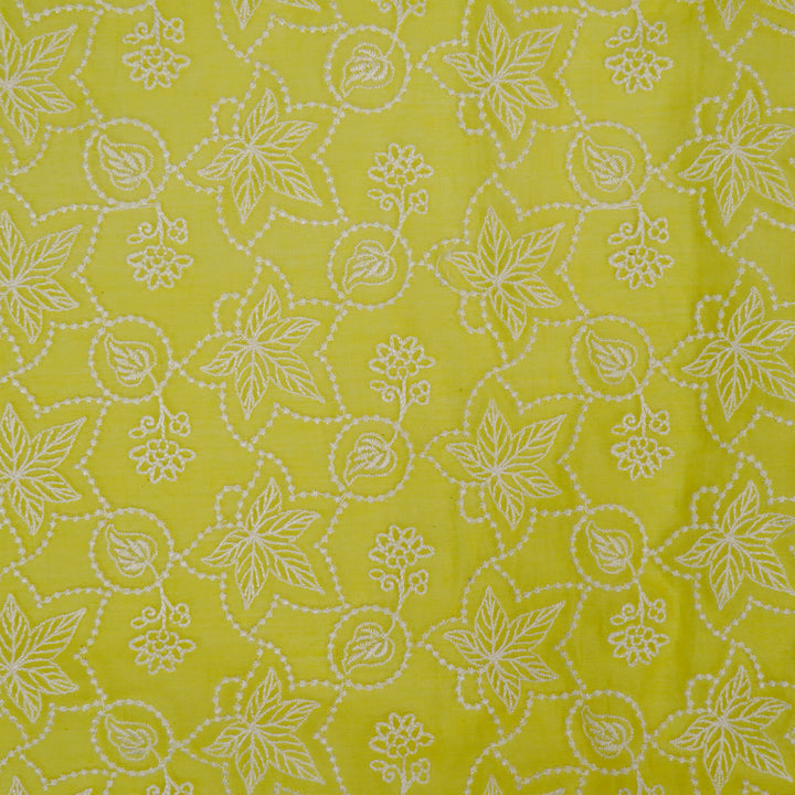 Ruchira Jaal on Lemon Cotton Silk Embroidered Fabric