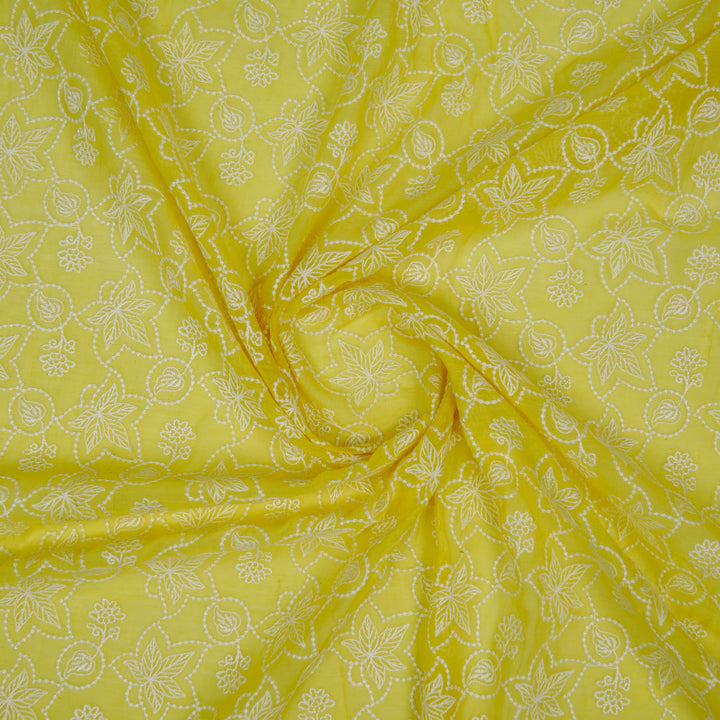 Ruchira Jaal on Lemon Cotton Silk Embroidered Fabric
