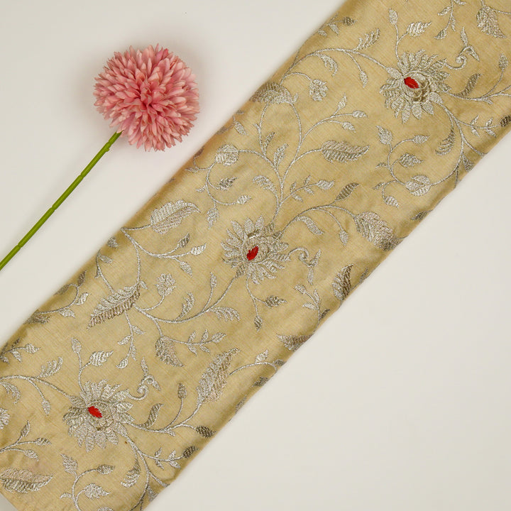 Kanira Jaal on Beige Dola Silk Embroidered Fabric