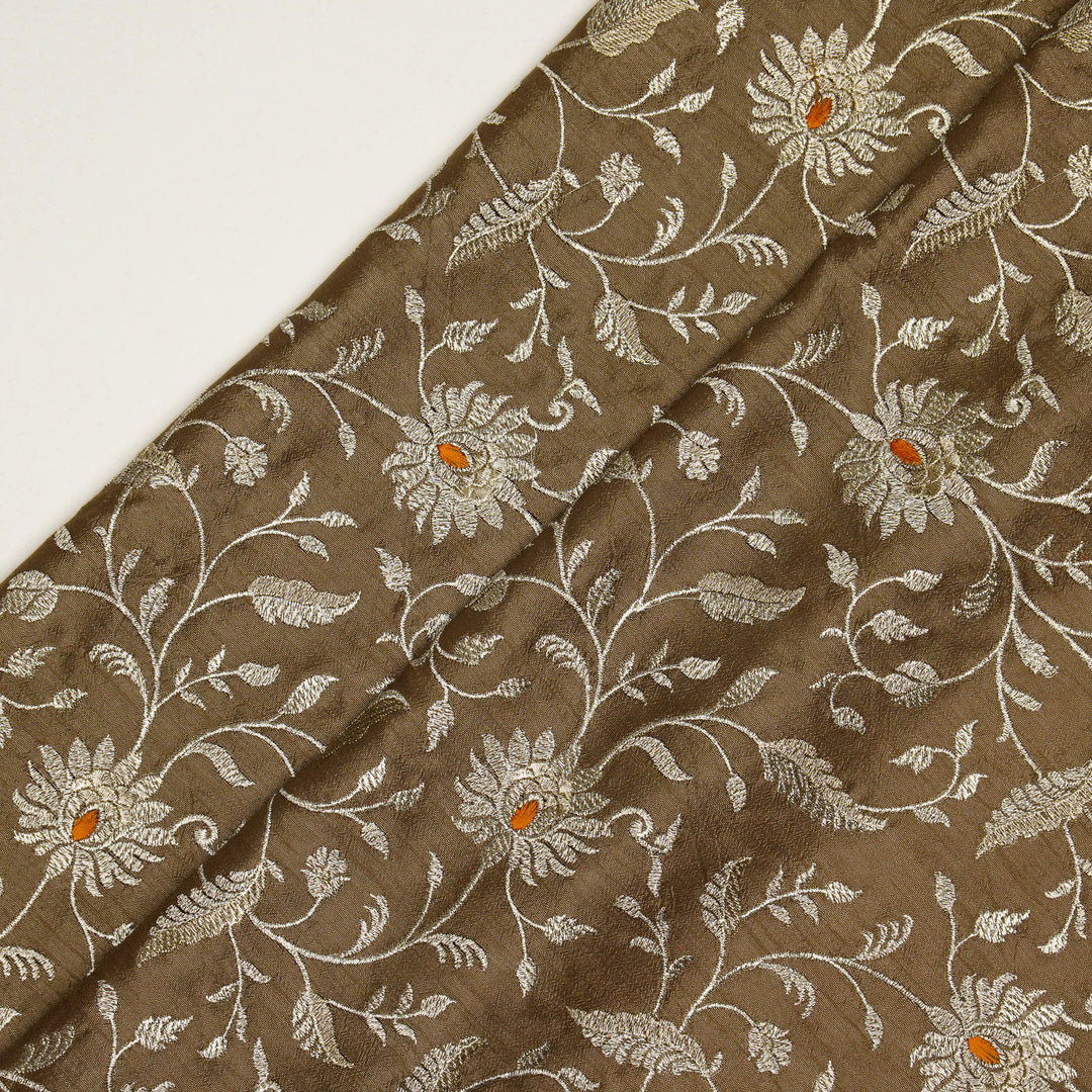 Kanira Jaal on Mouse Dola Silk Embroidered Fabric