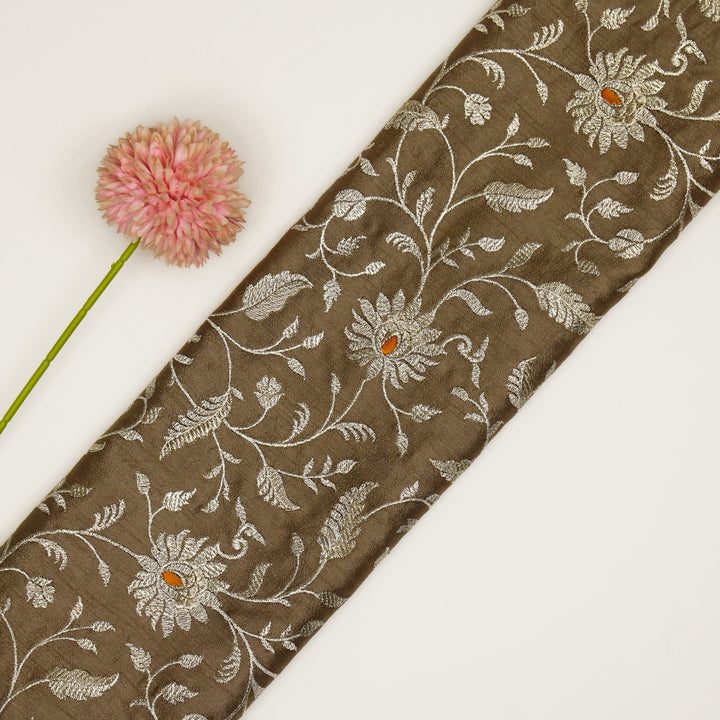 Kanira Jaal on Mouse Dola Silk Embroidered Fabric