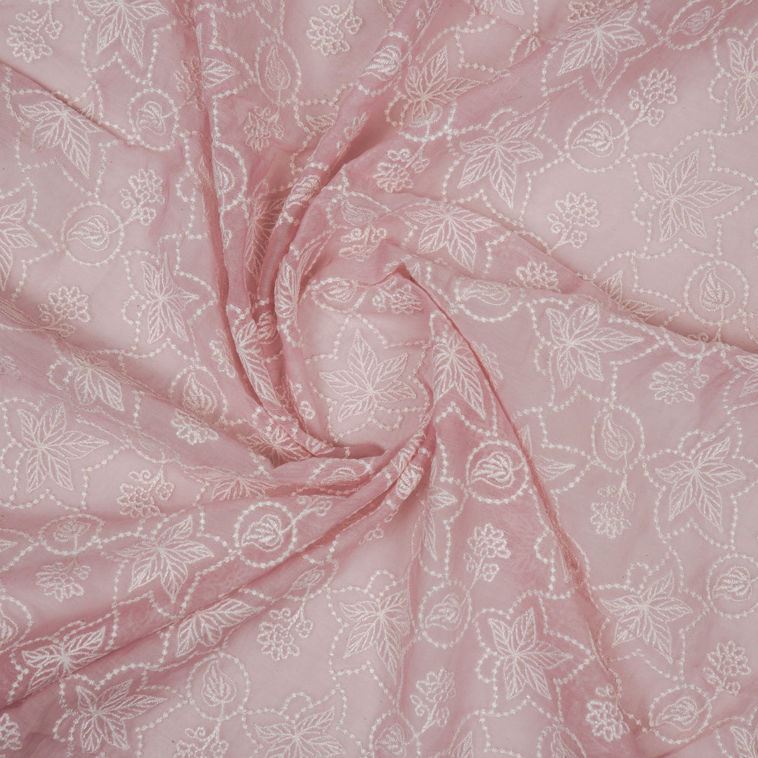 Ruchira Jaal on Pink Cotton Silk Embroidered Fabric