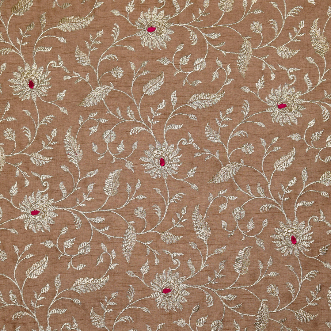 Kanira Jaal on Onion Dola Silk Embroidered Fabric