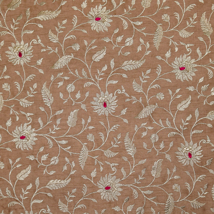 Kanira Jaal on Onion Dola Silk Embroidered Fabric