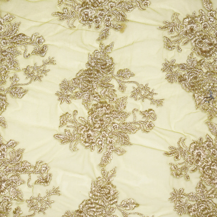 Lime Green Net Rukhsaar Jaal Embroidered Fabric
