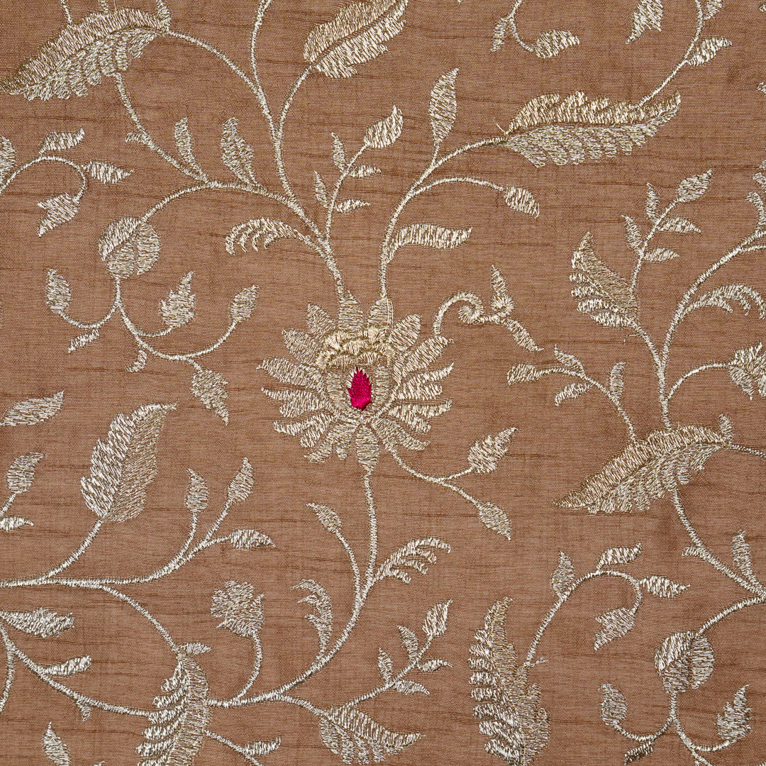 Kanira Jaal on Onion Dola Silk Embroidered Fabric