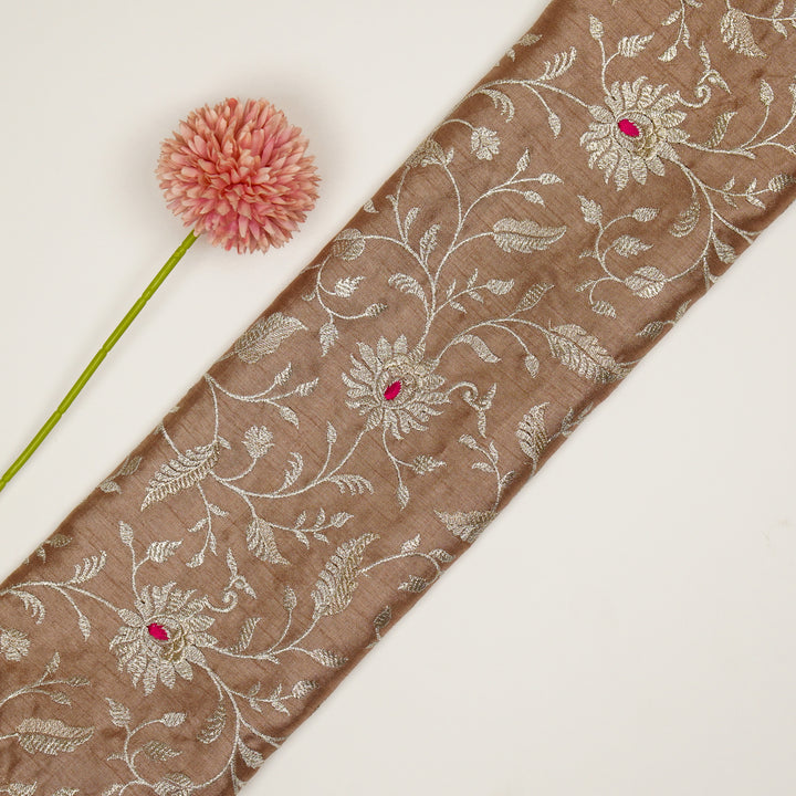 Kanira Jaal on Onion Dola Silk Embroidered Fabric