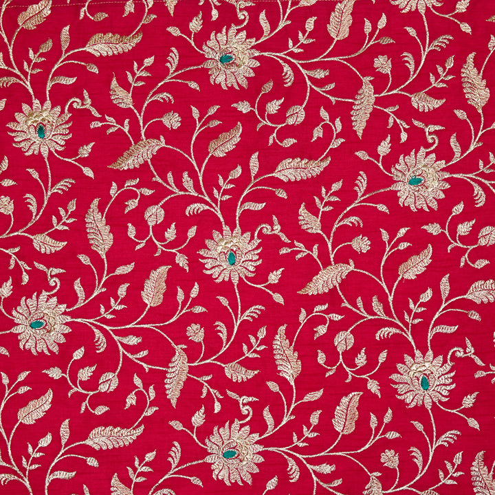 Kanira Jaal on Dark Fuxia Dola Silk Embroidered Fabric