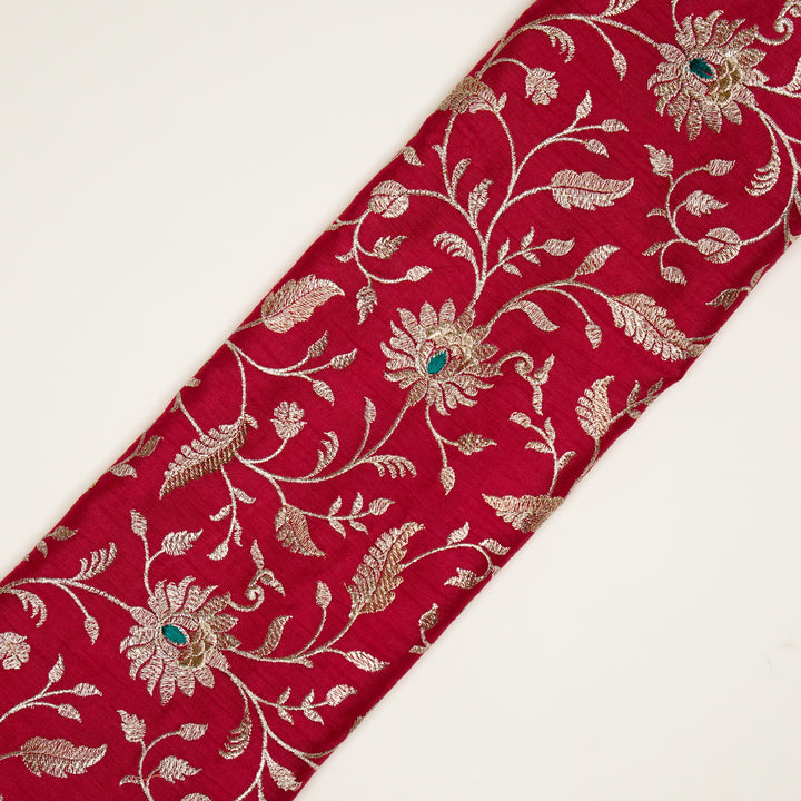Kanira Jaal on Dark Fuxia Dola Silk Embroidered Fabric