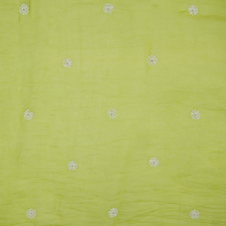 Komala Buti on Lime Green Cotton Silk Embroidered Fabric