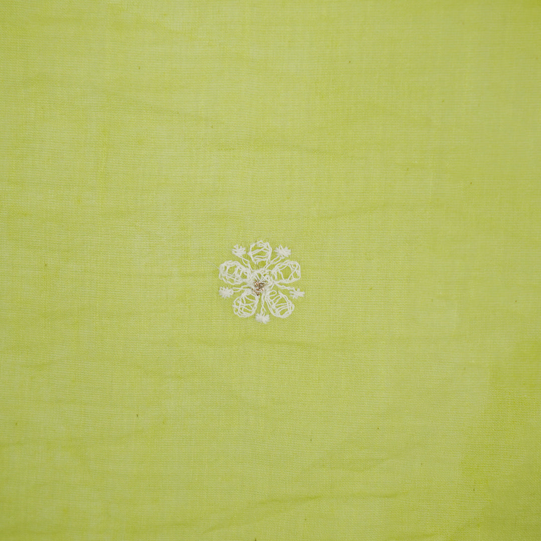 Komala Buti on Lime Green Cotton Silk Embroidered Fabric