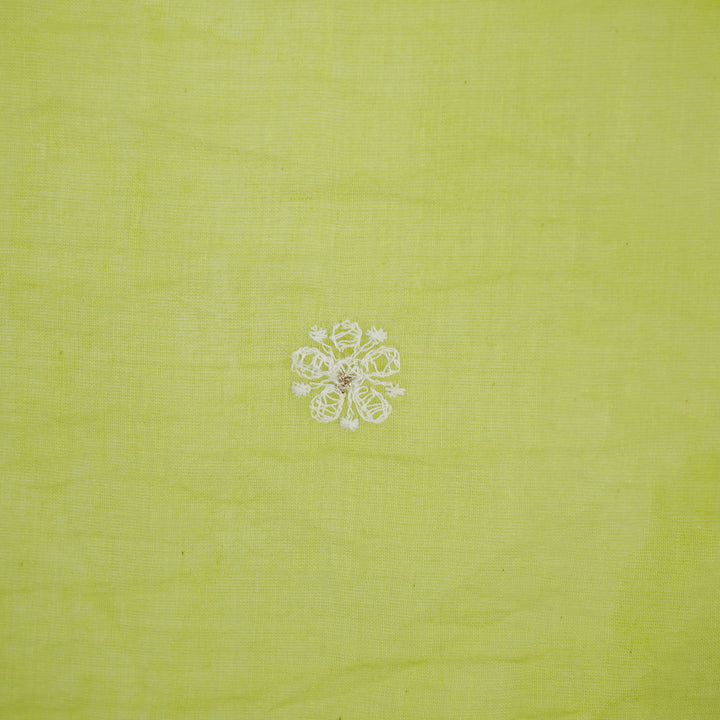 Komala Buti on Lime Green Cotton Silk Embroidered Fabric
