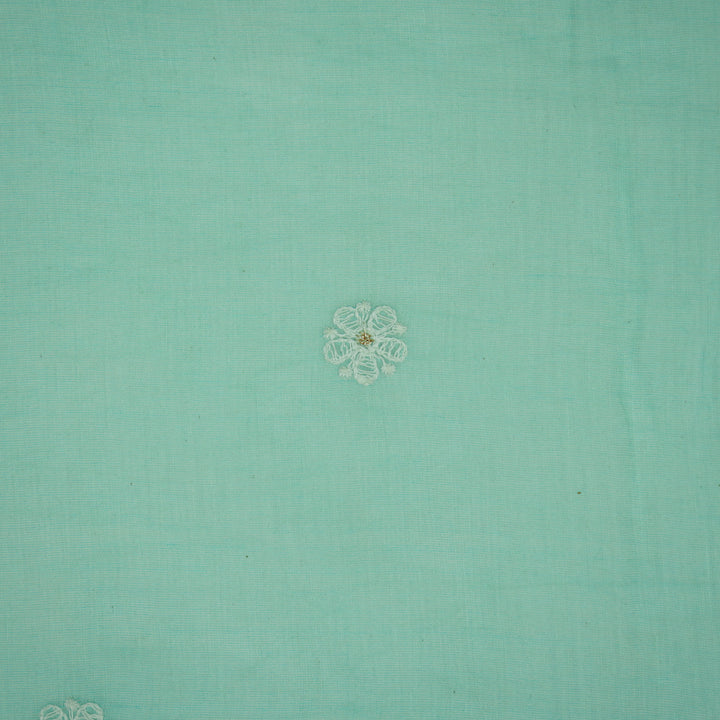 Komala Buti on Aqua Cotton Silk Embroidered Fabric
