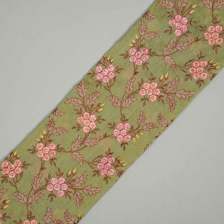 Dainty Floral Jaal on Summer Olive Cotton