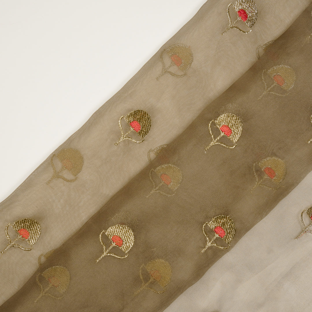 Sahira Buti On Pale Mouse Semi Organza