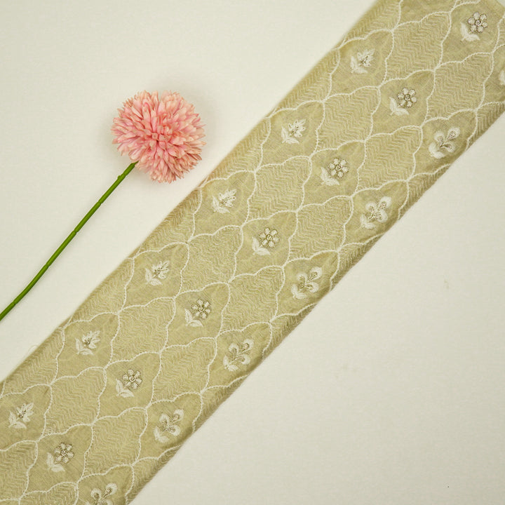 Aabroo Jaal on Beige Semi Raw Silk Embroidered Fabric