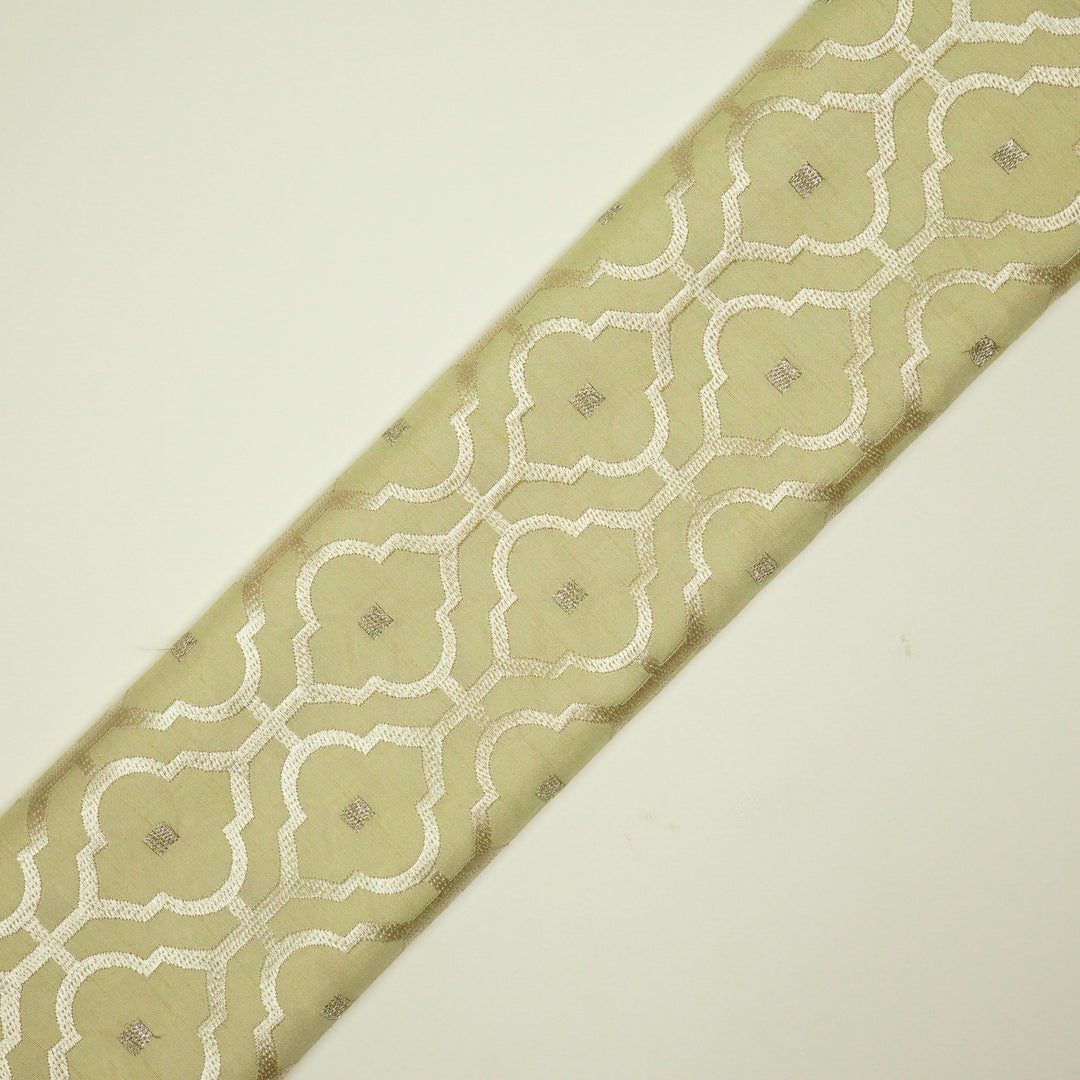 Jahanara Jaal on Cream Semi Raw Silk Embroidered Fabric