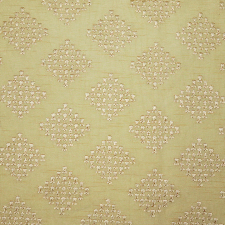 Zyra Buta on Beige Semi Raw Silk Embroidered Fabric