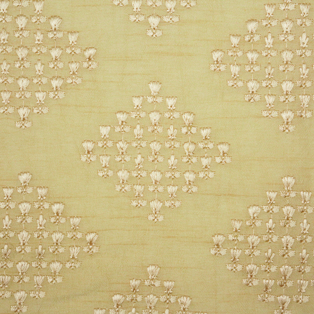 Zyra Buta on Beige Semi Raw Silk Embroidered Fabric