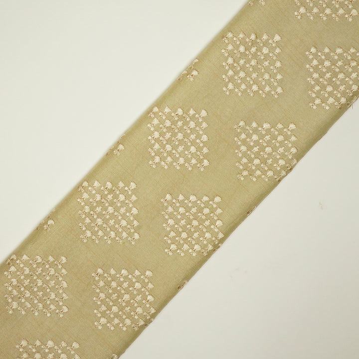 Zyra Buta on Beige Semi Raw Silk Embroidered Fabric