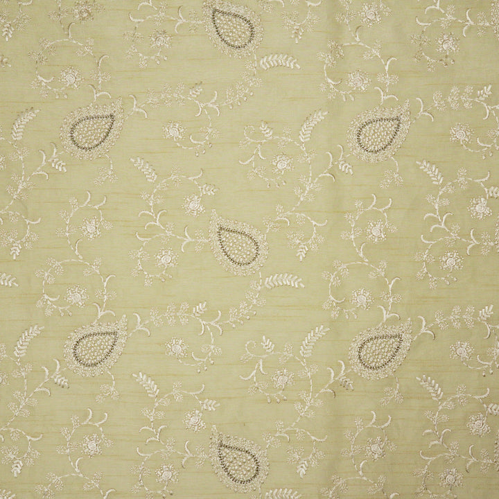 Firdaus Jaal on Cream Semi Raw Silk Embroidered Fabric