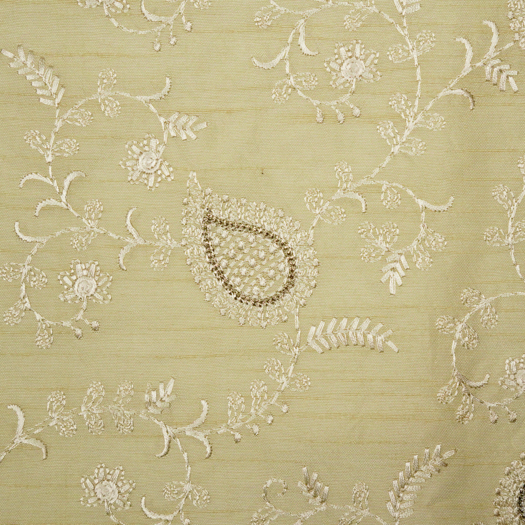 Firdaus Jaal on Cream Semi Raw Silk Embroidered Fabric