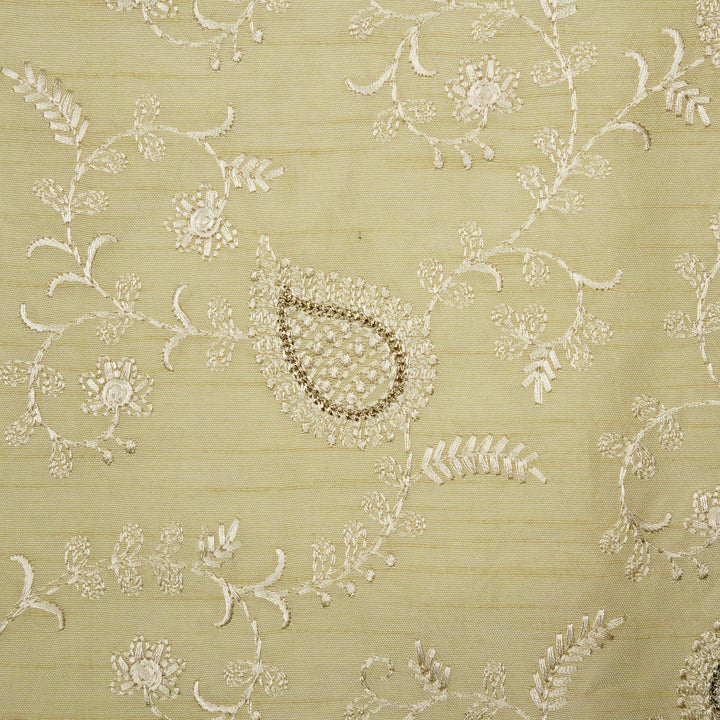 Firdaus Jaal on Cream Semi Raw Silk Embroidered Fabric