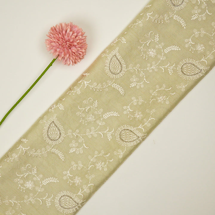 Firdaus Jaal on Cream Semi Raw Silk Embroidered Fabric